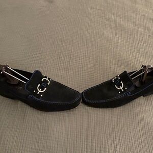 Black Loafers with Blue Trim